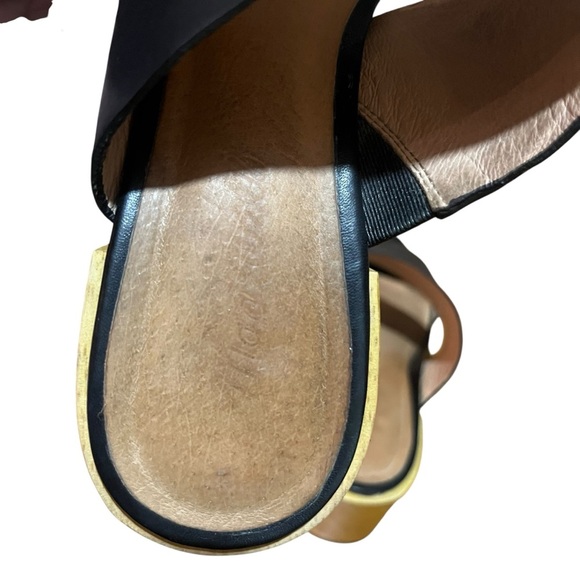 Madewell The Kiera Mule Chunky Wooden Block Black Leather Heel Sandal SZ 9 - Picture 9 of 15